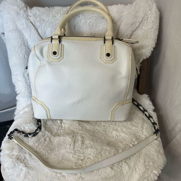 Alice + Olivia Olivia Pebble Cow Leather White Cream Crossbody Satchel Bag